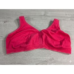 Comfort Choice Bra Plus Size 46 G 46G Pink Ribbed Lace Trim Coverage No Wire